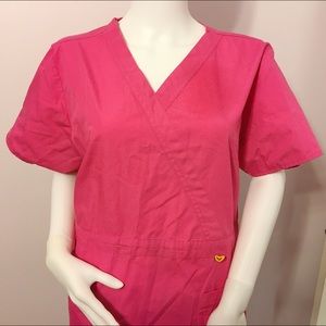 🎆🏩WonderWink Hot Pink XL Medical Scrub Top🚑🌸